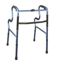 Mopedia deambulatore pieghevole in alluminio blu con doppia impugnatura e 4 puntali antiscivolo