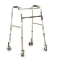 Mopedia deambulatore pieghevole con quattro ruote in alluminio anodizzato e sistema autobloccante