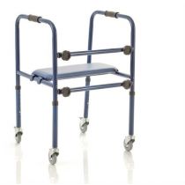 Deambulatore Pieghevole in Alluminio con Sedile e Ruote Frenanti