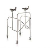 Mopedia deambulatore pieghevole con appoggio antibrachiale in acciaio cromato regolabile grigio