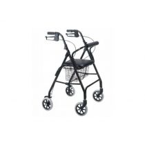 Deambulatore pieghevole Montreal - Alluminio - 4 ruote - Nero