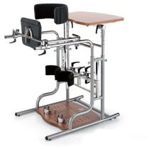 Easyup - Supporto Regolabile con Ruote e Tavolo in Noce