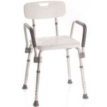 Sedile Doccia Regolabile con Schienale e Braccioli in Alluminio