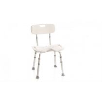 Mopedia sedile per doccia con schienale e seduta a U in alluminio anodizzato e HDPE bianco regolabile