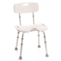 Mopedia sedia da doccia con seduta a U e schienale in alluminio regolabile bianca antiscivolo